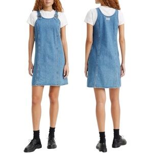 Levi's Alyssa Denim Jumper Retro Mini Dress Medium Wash Women's XL
